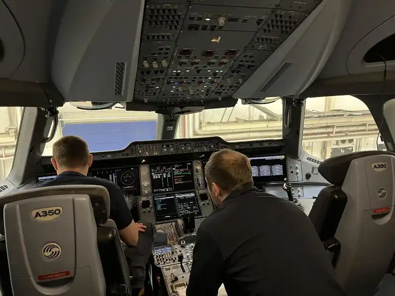 Airbus A350 cockpit inspection maintenance engineers