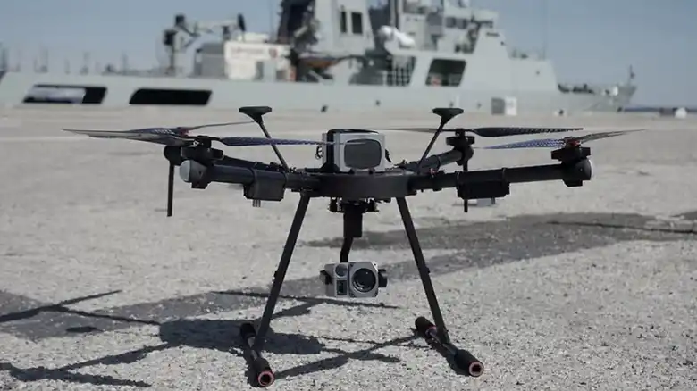 ORKA reconnaissance drone with thermal imaging camera AI tracking maritime surveillance