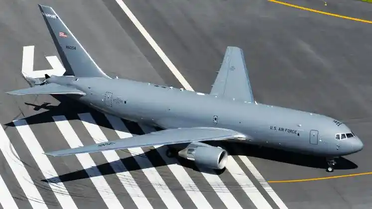 US Air Force KC-46 Pegasus tanker at Nevatim Air Base southern Israel military apron