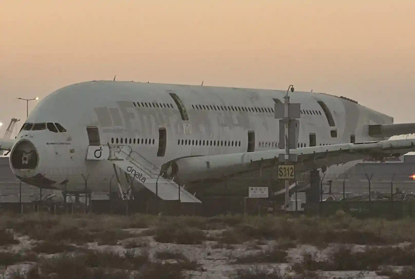 aircraft dismantling operation recovering Airbus A380 engines landing gear and avionics