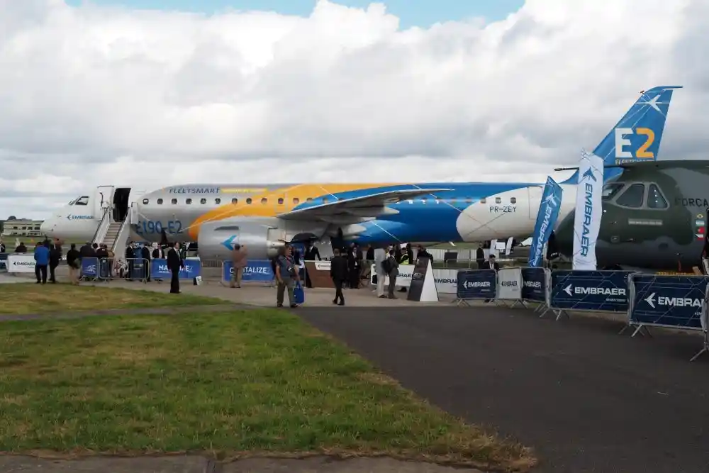 Embraer E2 regional jet on a long distance vacation route