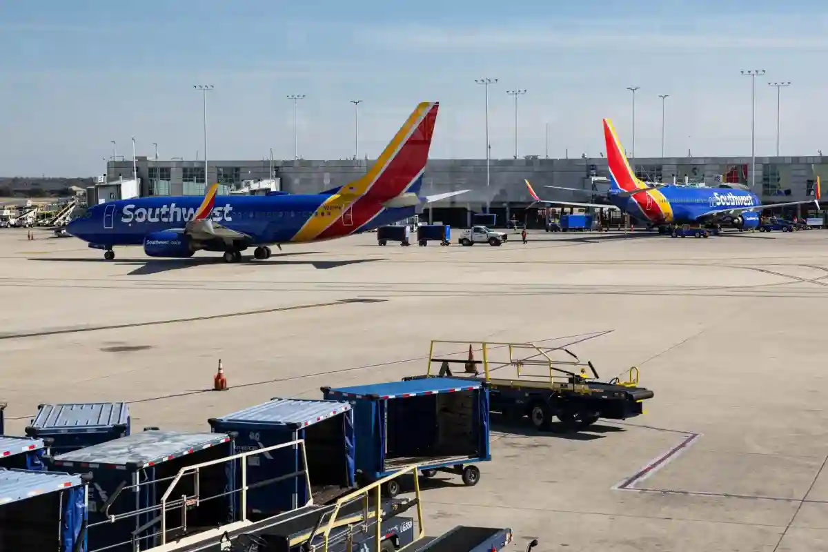 Southwest Airlines Boeing 737 at San Antonio International Airport gate