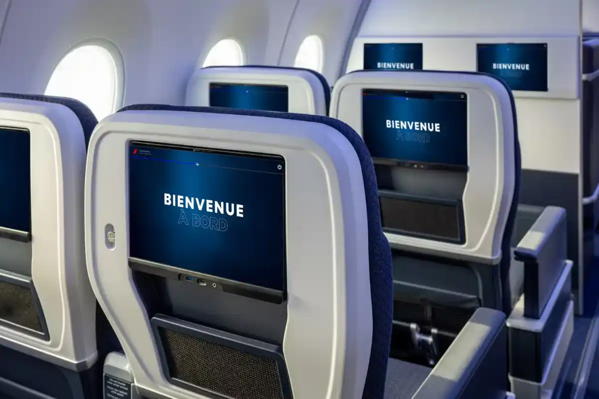 Air France Premium cabin on Airbus A350-900 with refined French-inspired interior